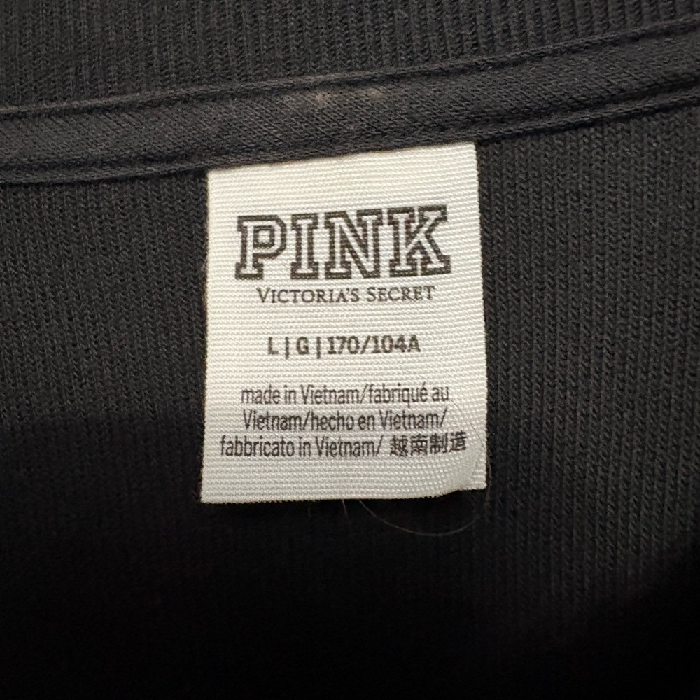 Victoria’s Secret PINK Black sweatshirt with Red Embroidery roses - Picture 3 of 4